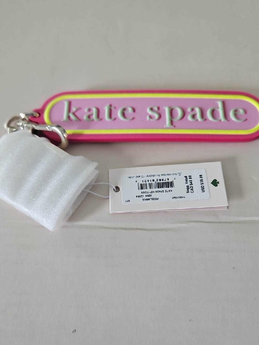 kate spade Pink, Yellow & Light Pink Logo Tag Keychain